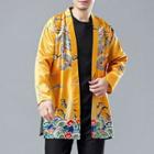 Traditional Chinese Dragon Print Open-front Jacket