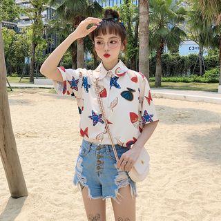 Sea Animals Printed Short-sleeve Shirt As Shown In Figure - One Size