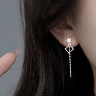 Asymmetrical Rhinestone Geometric Drop Earring