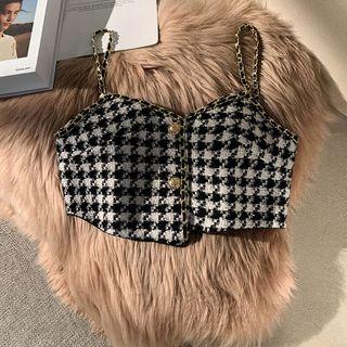 Chained Houndstooth Cropped Camisole Top