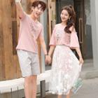 Couple Matching Short-sleeve Print T-shirt / Shorts / A-line Midi Dress