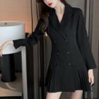 Long-sleeve Pleated Coat Dress