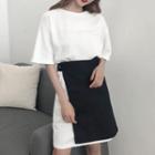 Set: Short-sleeve T-shirt Dress + Half Mini Skirt