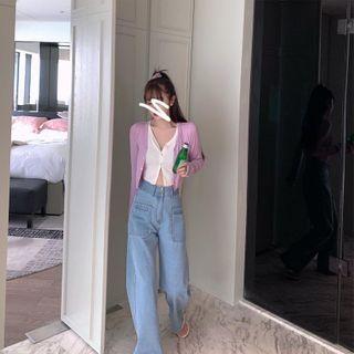 Pocket-front Wide-leg Jeans