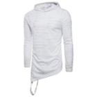 Distressed Hooded Long-sleeve T-shirt