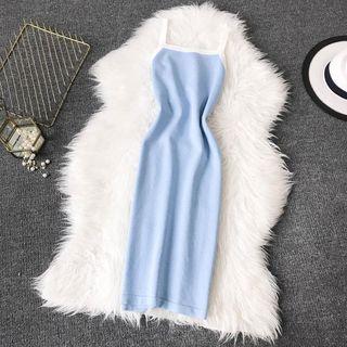 Spaghetti Strap Knit Midi Bodycon Dress