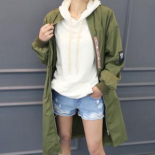 Patched Long Zip-up Jacket