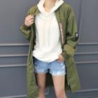 Patched Long Zip-up Jacket