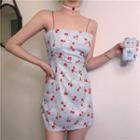Sleeveless Cherry Printed Mini Dress