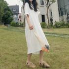 Open Back Short-sleeve Midi T-shirt Dress