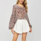 Zebra Print Puff-sleeve Light Shirt