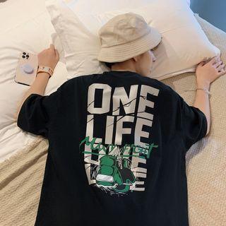 Reactive Print Lettering Oversized Tee