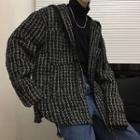Tweed Hooded Button Jacket