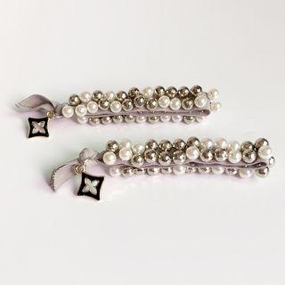 Faux Pearl & Metal Bead Hair Tie