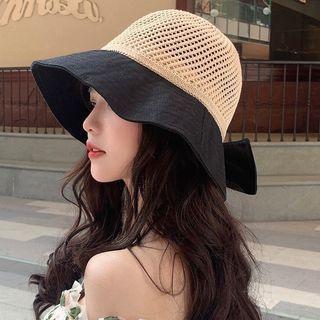 Contrast Trim Bow-accent Sun Hat