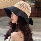 Contrast Trim Bow-accent Sun Hat