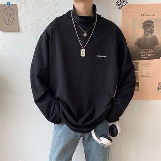 Mock Neck Letter Printed Sweatshirt
