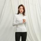 Mock-neck Metallic Knit Top
