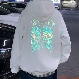 Reflective Wing Print Hoodie