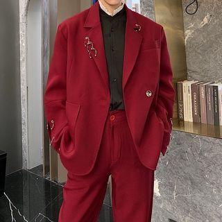 Metal Accent Single Breasted Blazer