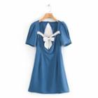 Short-sleeve Plain Lace-up Dress