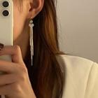 Heart Fringed Threader Earring 1 Pair - 925 Silver Needle - Gold - One Size
