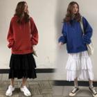 Plain Hoodie / A-line Layered Midi Skirt