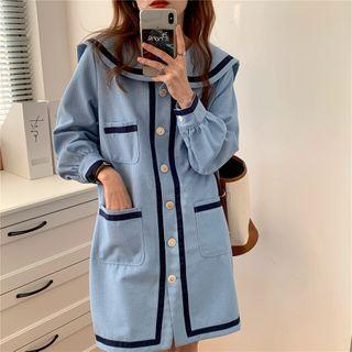 Sailor-collar Single Breasted Side Pocket Dress
