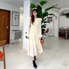 Bell-sleeve Frilled Long Tiered Dress