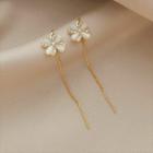 Clover Faux Cat Eye Stone Sterling Silver Dangle Earring 1 Pair - Earrings - Gold - One Size