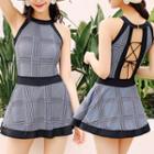 Check Halter Swimdress