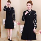 Mock Two-piece Long-sleeve Ribbon Dress