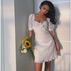 Ribbon-front Lace Mini Dress
