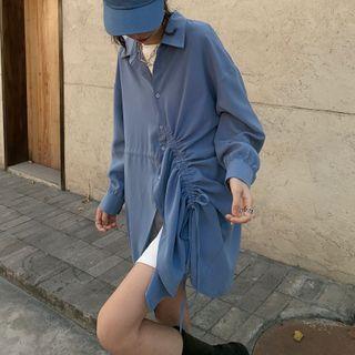 Long Sleeve Drawstring Oversized Shirt