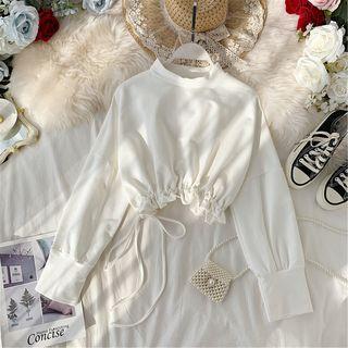 Mock-neck Drawstring Sweatshirt White - One Size