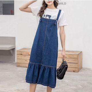 Midi A-line Dungaree Dress