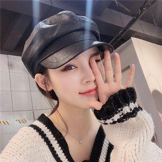 Retro Faux Leather Beret