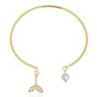 Faux Pearl Rhinestone Whale Tail Open Bangle As Shown In Figure - One Size