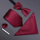 Set: Neck Tie + Bow Tie + Lapel Pin + Tie Clip + Pocket Square As Shown In Figure - One Size