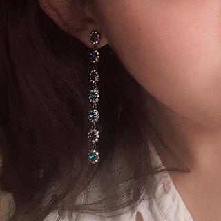 Rhinestone Dangle Earring 300 - Silver - One Size