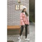 Drawcord Hooded Puffer Jacket Pink - One Size