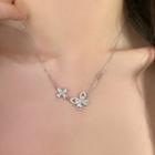 Butterfly Rhinestone Pendant Alloy Necklace Necklace - Silver - One Size