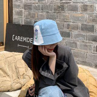 Flower Applique Denim Bucket Hat