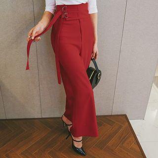Buckled High-rise Wide-leg Pants