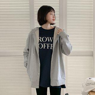 Plus Size Snap-button Hoodie