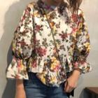 Floral Print Blouse Floral - White - One Size