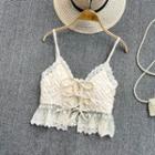 Lace Trim Bow Detail Cropped Camisole Top
