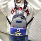 Cartoon Faux Leather Backpack With Clutch