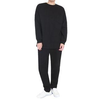 Plus Size Set: Brushed-fleece Lined Sweatshirt + Sweatpants