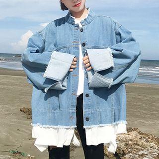 Mock Two-piece Fray Denim Jacket